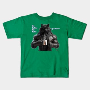 Big Coffee Cat by focusln Kids T-Shirt